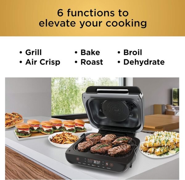 Ninja Indoor Grill, Foodi Smart XL 6-in-1 Indoor Grill with Air Fry, Roast, Bake, Broil & Dehydrate, Smart Thermometer, Black/Silver, FG551 - Image 13