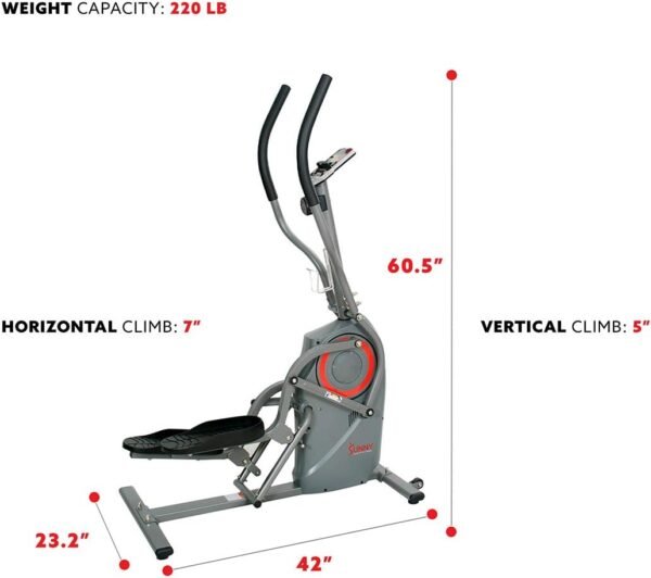 Sunny Health & Fitness Cardio Climber Stepping Elliptical Exercise Machine for Home with 8 Levels of Magnetic Resistance, Performance Monitor, Full Body Workout - Image 7