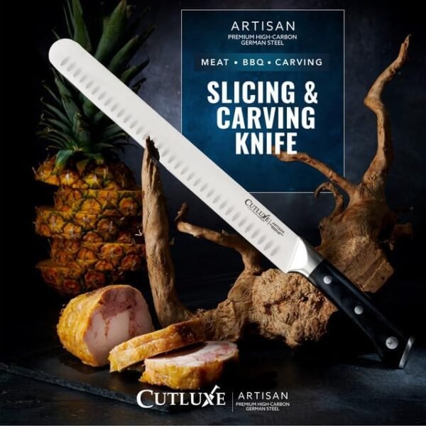 Cutluxe Slicing Carving Knife – 12" Brisket Knife, Meat Cutting and BBQ Knife – Razor Sharp German Steel, Sheath Included, Full Tang, Ergonomic Handle Design, Grilling Gifts for Men – Artisan Series - Image 8