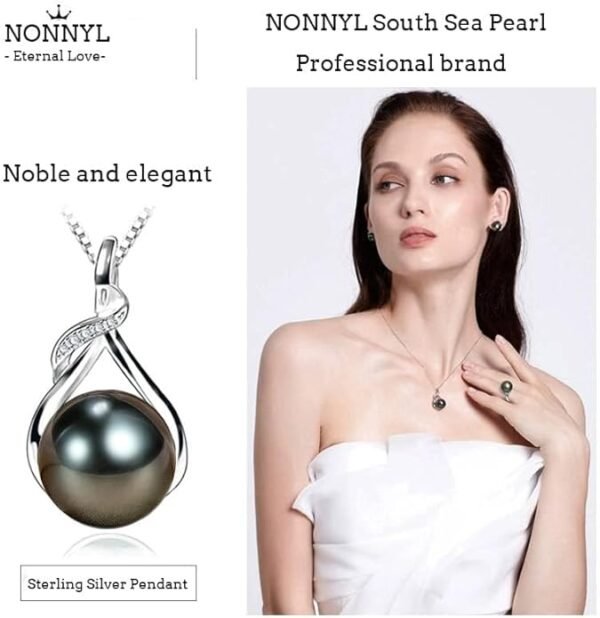 Gifts for Women Wife-Tahitian-Black-Pearl-Necklace-Gift for Wife Wedding Birthday Anniversary Jewelry-Mom Girlfriend Her Mothers Day Gifts for Mom Women Valentines Day Christmas Day Gifts - Image 2