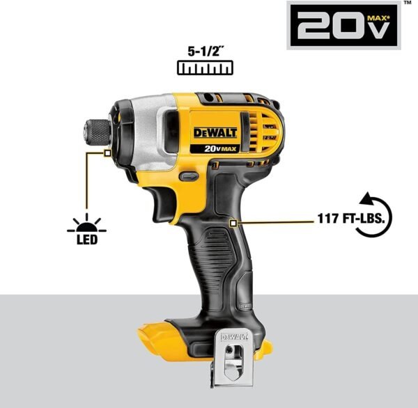 DEWALT 20V MAX Cordless Drill and Impact Driver, Power Tool Combo Kit with 2 Batteries and Charger (DCK240C2) - Image 9