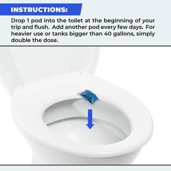 Cabin Obsession RV Toilet Treatment Drop Ins - 24 Easy Flush Self-Dissolving RV Black Tank Treatment Packets - Eliminate Odors and Break Down Waste Within Your RV Holding Tank - Image 5