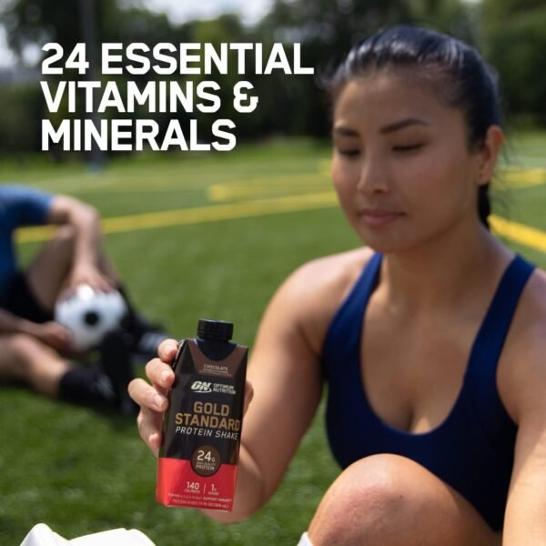 Optimum Nutrition Gold Standard Protein Shake, 24g Protein, Ready to Drink Protein Shake, Gluten Free, Vitamin C for Immune Support, Chocolate, 11 Fl Oz, 12 Count (Pack of 1) (Packaging May Vary) - Image 8