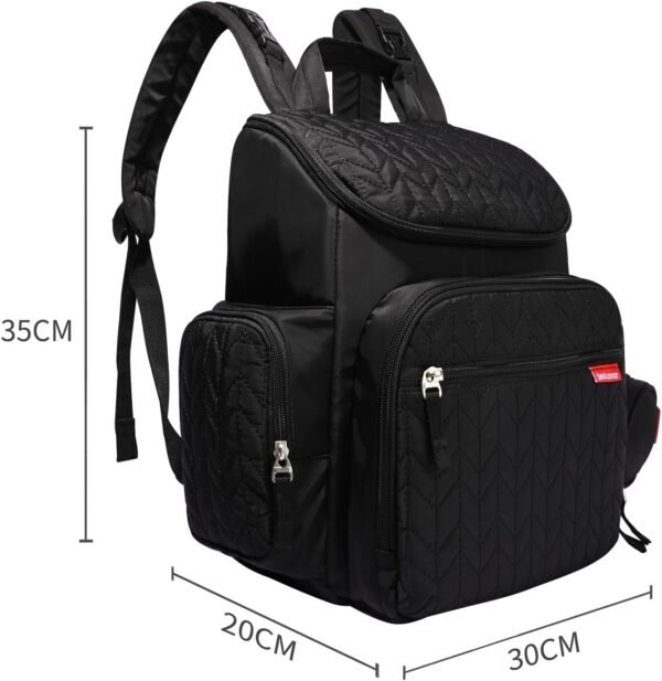 Bebamour Diaper Bag Backpack Large Capacity Diaper Backpack Travel Baby Bag with Changing Pad, Mesh Bag, Insulated Bag, Pacifier Case& Stroller Attachment, Diaper Backpack for Mom&Dad (Black) - Image 2