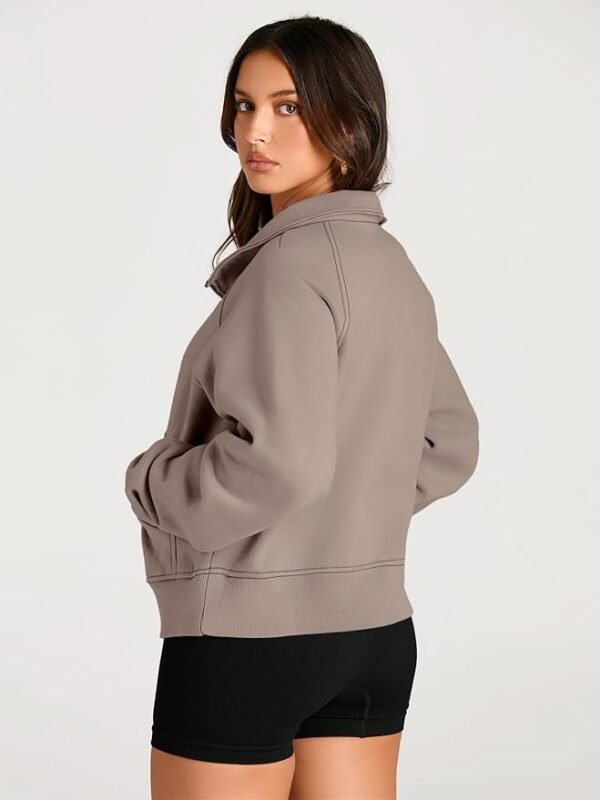 AUTOMET Womens Sweatshirts Half Zip Cropped Pullover Fleece Quarter Zipper Hoodies 2024 Fall Fashion Outfits Clothes - Image 2