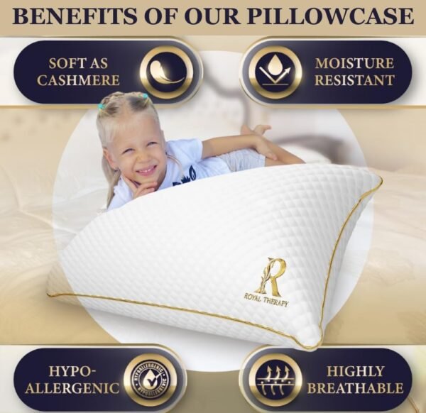 Royal Therapy King Size Pillow, Memory Foam Pillow, Adjustable Shredded Memory Foam Pillows King for Side Sleepers, Pillow for Neck & Shoulder, Bed Pillow, Bed Pillow, Firm Pillow, Sleeping Pillow - Image 2