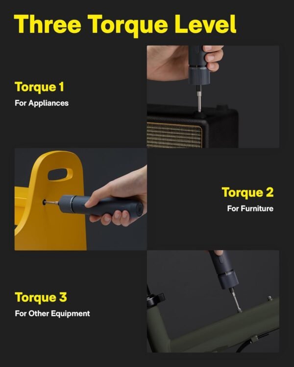 HOTO Electric Screwdriver, Compact Screwdriver Set, Rechargeable Electric Screwdriver Cordless with Led Light, 3 Torque Settings, 12 S2 Metal Bits, Power Screwdriver for Home Assembly, Repair, DIY - Image 10