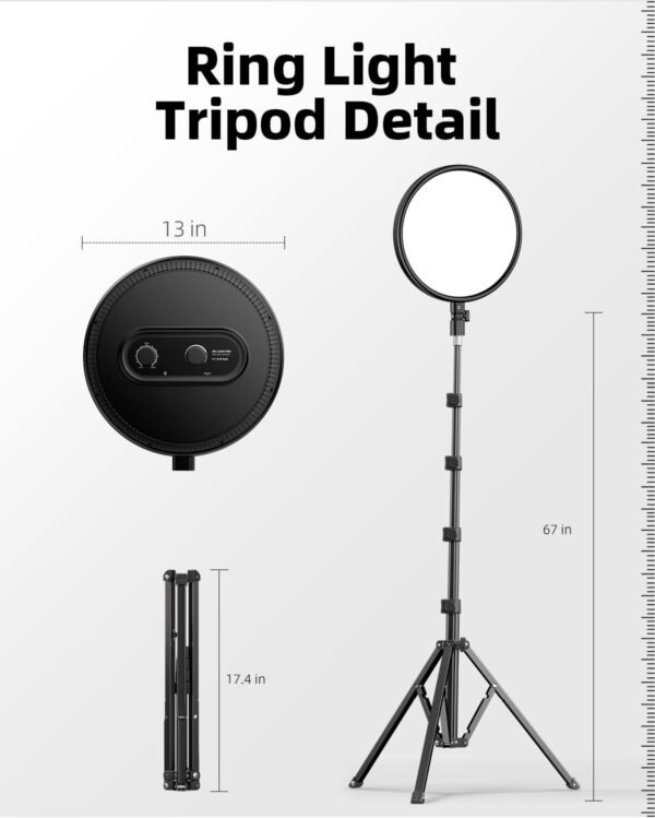 Weilisi Large Ring Light with 72" Tripod Stand, 6500K Full-Screen Selfie Ring Light for Live Stream, YouTube, TikTok, Video Recording, Photography, Ring Light Tripod for iPhone/Phone with Remote - Image 2