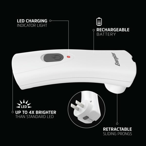 Energizer Weatheready Rechargeable Compact Handheld Light, Plug-in Rechargeable LED Light, Automatic Turn-On Emergency Flashlight, Built-in Rechargeable Battery Included, 3 Count - Image 5