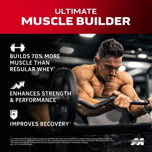 Muscletech Whey Protein Powder (Milk Chocolate, 4 Pound) - Nitro-Tech Muscle Building Formula with Whey Protein Isolate & Peptides - 30g of Protein, 3g of Creatine & 6.6g of BCAA - Image 3