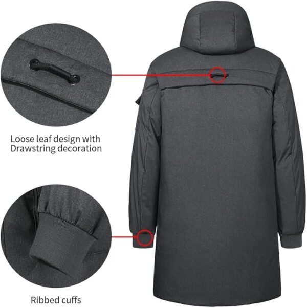Pioneer Camp Men's Winter Coats Water-Repellent Windproof Thicken Parkas Long Hooded Padded Puffer Jacket - Image 5