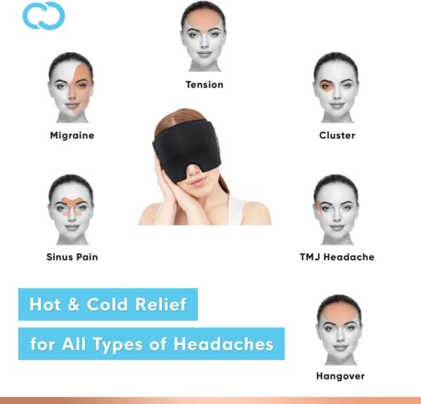 Copper Compression Copper Freeze Migraine Relief Mask Cap w/Cryo Compression - Reusable 360° Ice Pack Band for Headaches - Eases Nausea, Sinus Pressure, Tension - Gift for Women, Men, Moms - One Size - Image 8