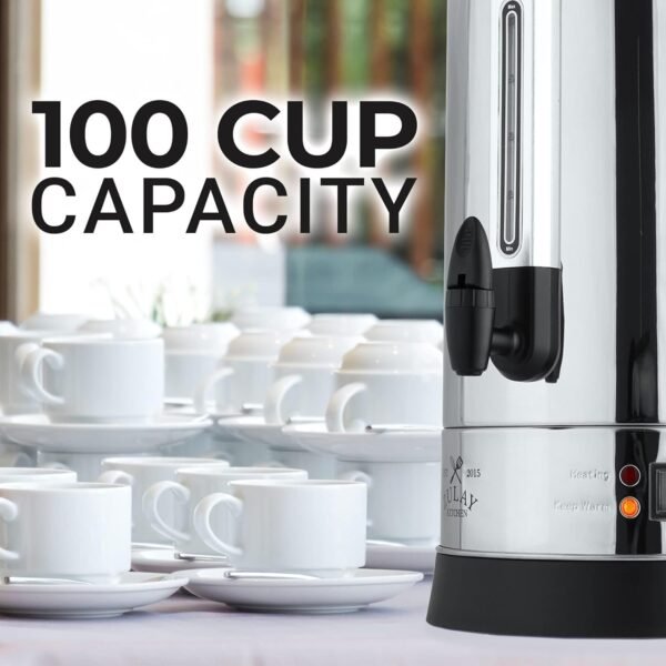 Zulay Commercial Coffee Maker - 100 Cup Coffee Percolator With Double-Wall Stainless Steel & Twist-Lock Lid - Quick Brewing Coffee Urn With Keep-Warm Mode For Events & Catering - Silver - Image 9
