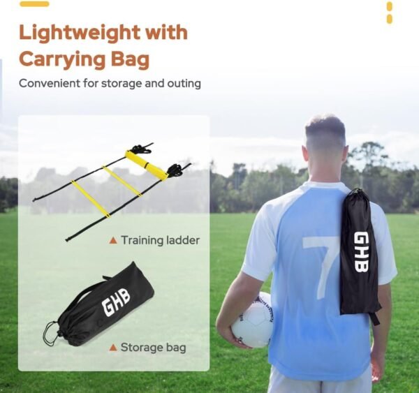 GHB Pro Agility Ladder Agility Training Ladder Speed 12 Rung 20ft with Carrying Bag - Image 6