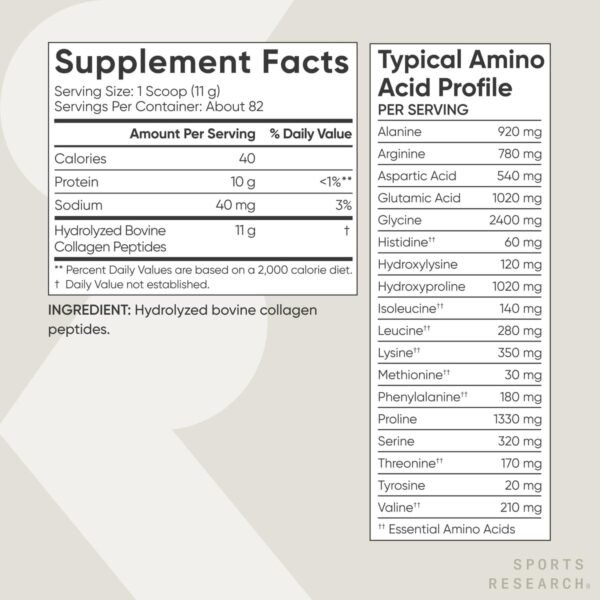 Sports Research Collagen Peptides - Hydrolyzed Type 1 & 3 Collagen Powder Protein Supplement for Healthy Skin, Nails, & Joints - Easy Mixing Vital Nutrients & Proteins, Collagen for Women & Men - Image 6