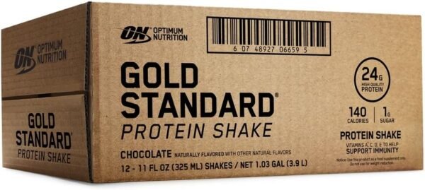 Optimum Nutrition Gold Standard Protein Shake, 24g Protein, Ready to Drink Protein Shake, Gluten Free, Vitamin C for Immune Support, Chocolate, 11 Fl Oz, 12 Count (Pack of 1) (Packaging May Vary) - Image 3