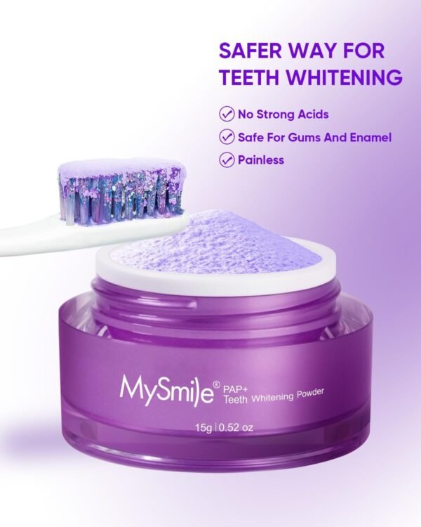 MySmile Pap Natural Mint Non-Sensitive Teeth Whitening Powder Cavity Prevention Little Foam for Cleaning Tooth Fresh Breath Care Oral Alternative Fluoride Free Toothpaste -1.04 oz (Bright Purple) - Image 6