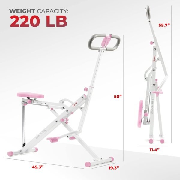 Sunny Health & Fitness Row-N-Ride Squat Assist Trainer, Foldable & Easy Setup Exercise Equipment w/Adjustable Resistance, Home Gym Training Machine for Arm, Glute & Leg Workout, Optional in Colors - Image 10