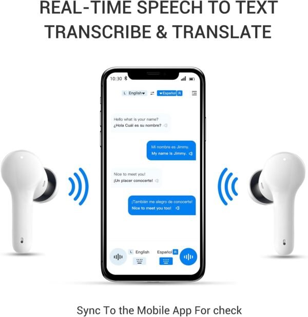 M6 Translator Earbuds Language Translator Device Updated Chip 144 Languages and Acccents 0.5s Rapid Translation Music Calling and Translation (No Offline Package) - Image 2