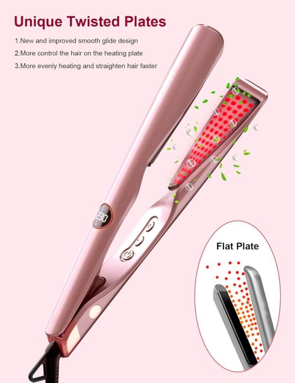 LANDOT Flat Iron Curling Iron in One - Ceramic Hair Straightener and Curler 2 in 1 - Twist Straightening Curling Iron Combo for Curl Wave Straighten Hair Pro Multi-Styler - Image 2