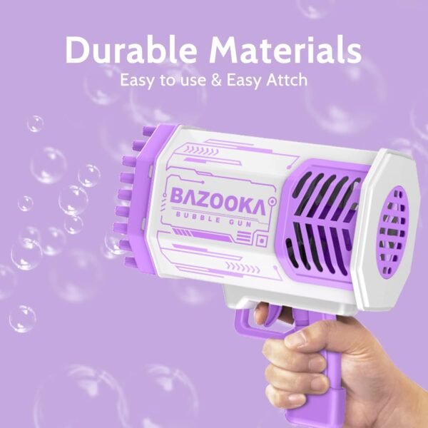 Bubble Gun, Bazooka Bubble Machine Gun, Bubble Blaster Gun with Bubble Solution, 69 Holes Bubble Bazooka Gun Outdoor Summer Toy Gifts Party Favors for Kids Purple Bubble Maker Blowers - Image 2