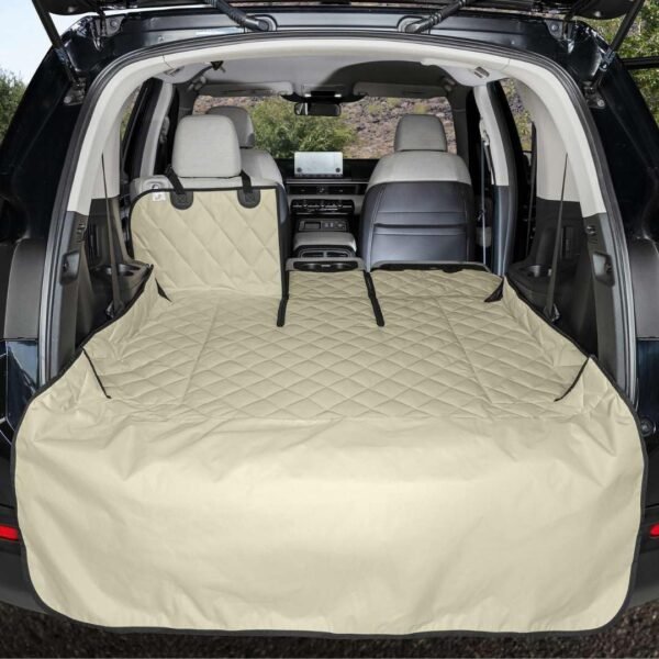 4Knines SUV Cargo Liner for Fold Down Seats - 60/40 Split and Armrest Pass-Through Compatible - USA Based Company (Small, Tan) - Image 2