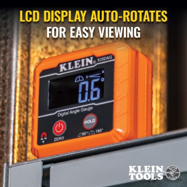 Klein Tools 935DAG Digital Electronic Level and Angle Gauge, Measures 0 - 90 and 0 - 180 Degree Ranges, Measures and Sets Angles - Image 8