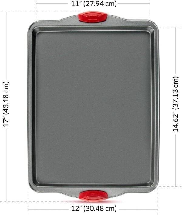 Boxiki Kitchen Non-Stick Baking & Cookie Sheet Pan Non-Toxic 11x14 Inch Rimmed Carbon Steel Baking Sheet. Dent, Warp and Rust Resistant. Heavy Gauge Steel Oven Baking Sheet. 1 Tray. - Image 9