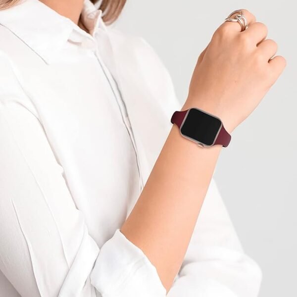 5 Pack Silicone Slim Bands Compatible with Apple Watch Band 38mm 42mm 40mm 44mm 41mm 45mm 46mm 49mm, Soft Narrow Sport Strap Thin Wristband for iWatch Series 10/9/8/7/SE/6/5/4/3/2/1/Ultra Women Men - Image 4