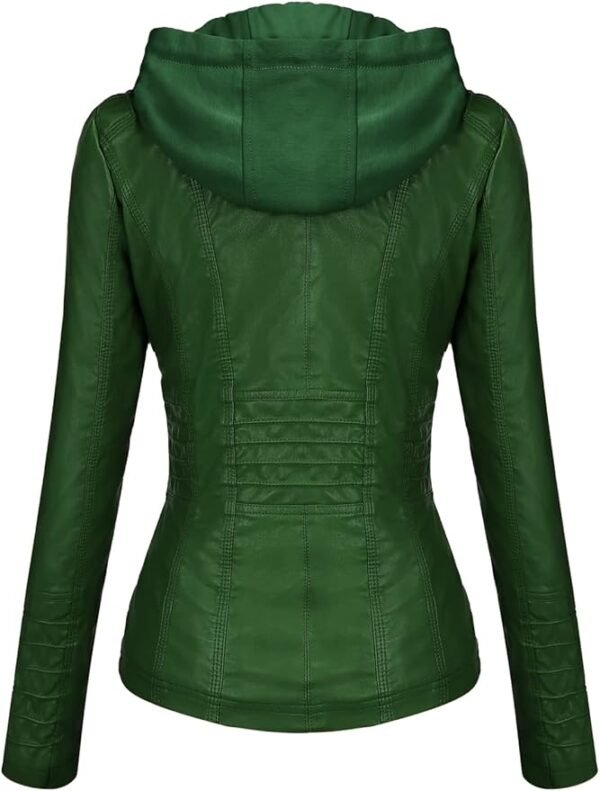Tanming Women's Removable Hooded Faux Leather Jackets - Image 6