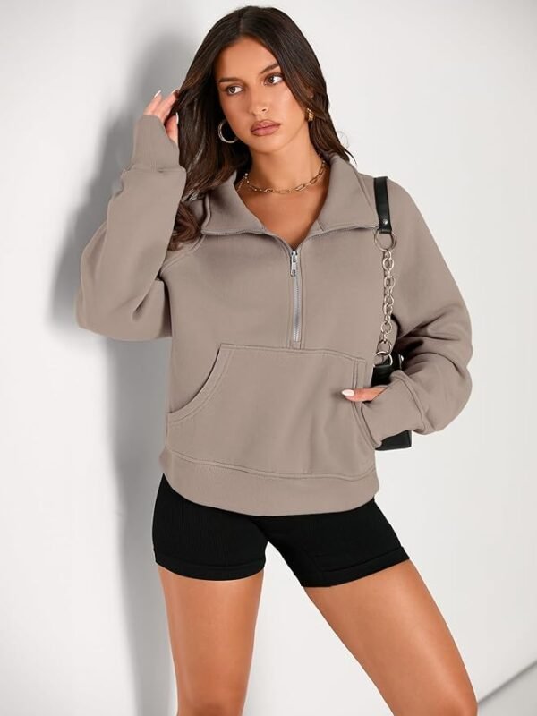 AUTOMET Womens Sweatshirts Half Zip Cropped Pullover Fleece Quarter Zipper Hoodies 2024 Fall Fashion Outfits Clothes - Image 5