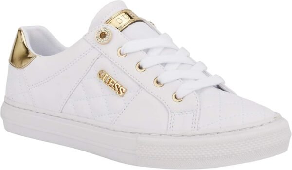 This lace up look features GUESS logo hardware on the side with the hottest fashion colors of the season mixed and matched. This shoe is comfy, cool and ready to knock your socks off. Lace up closure Round Toe Guess logo detailing
