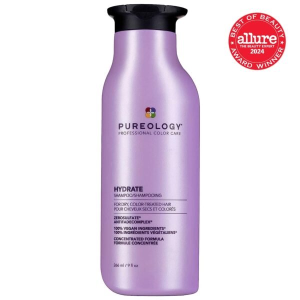 Pureology Hydrate Moisturizing Shampoo | Softens and Deeply Hydrates Dry Hair | For Medium to Thick Color Treated Hair | Sulfate-Free | Vegan - Image 3