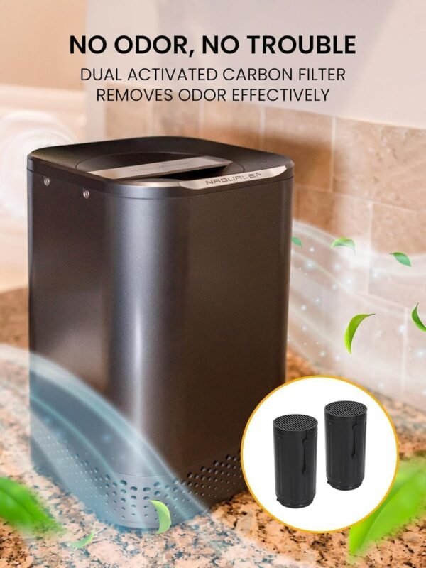 NAGUALEP 2.5L Kitchen Food Cycler Compost Bin Kitchen Electric Composter to Transform Waste into Natural Fertilizer for Garden Auto-Stop/Odorless/Quiet Food Waste Compost Machine(Gray) - Image 2