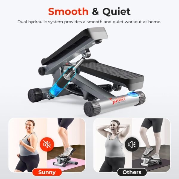 Sunny Health & Fitness Mini Steppers for Exercise at Home, Stair Step Workout Machine with Optional Resistance Bands, Full Body Cardio Equipment, Optional Free SunnyFit App Connection Smart Stepper - Image 9