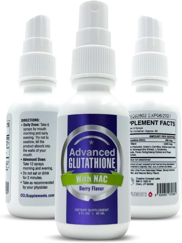 CCL Advanced Glutathione Spray & NAC Supplement, Liquid Glutathione Sublingual, N-Acetyl-cysteine Antioxidant Spray Supports Immune Health - Fresh Flavor, Non-GMO, Vegan, Gluten-Free (60 Servings)