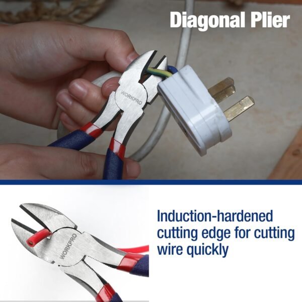 7-piece WORKPRO Pliers Set with Groove Joint, Long Nose, Slip Joint, Linesman, and Diagonal Pliers for DIY & Home Use - Image 9