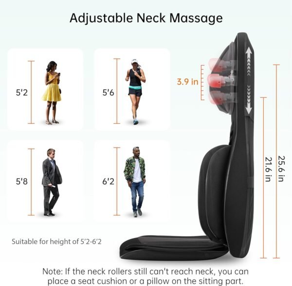 Snailax Neck and Back Massager with Heat, Full Body Massage Chair Pad with Compression, Shiatsu Kneading Seat Portable, Seat Massager - Image 9