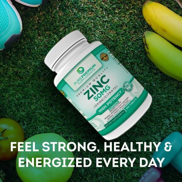 PurePremium Zinc 50mg - Natural Zinc Supplements for Men & Women - Vitamin Zinc Citrate/Oxide for Adults - High Potency Zinc Supplement for Immune Antioxidant, Energy Support - 100 Zinc Tablets - Image 2
