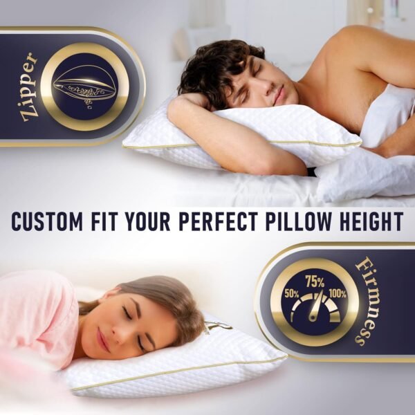 Royal Therapy King Size Pillow, Memory Foam Pillow, Adjustable Shredded Memory Foam Pillows King for Side Sleepers, Pillow for Neck & Shoulder, Bed Pillow, Bed Pillow, Firm Pillow, Sleeping Pillow - Image 7