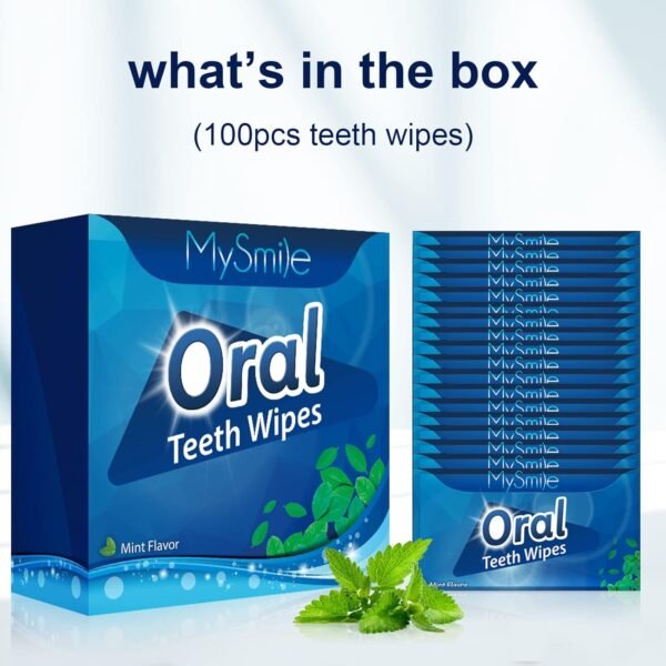 MySmile 100pcs Teeth Wipes Disposal Finger Brush Deep Cleaning Teeth Wipes Oral Brush Up Tooth Wipes ​for Teeth Cleaning, Mint Flavor - Image 2