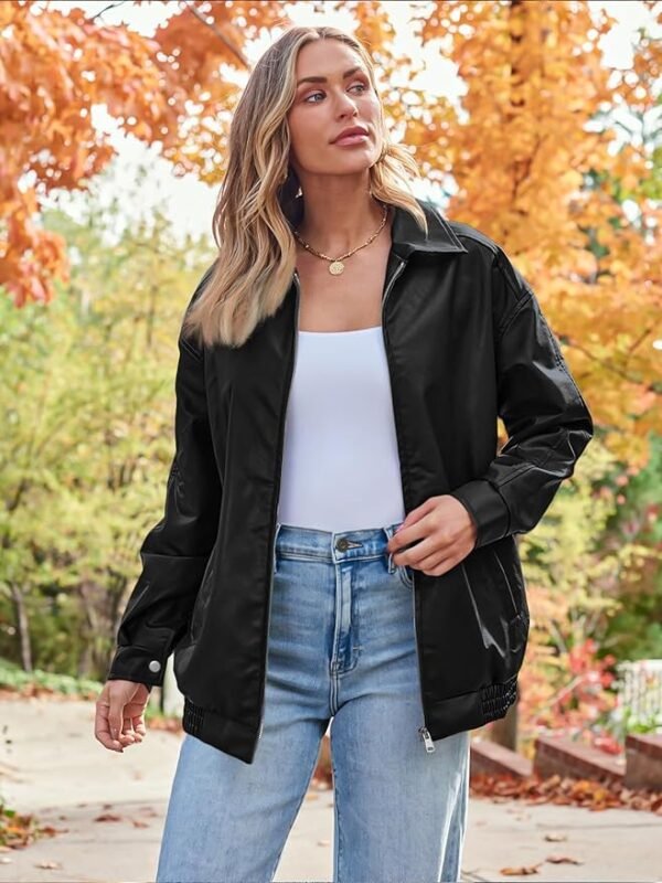 AUTOMET Womens Oversized Leather Jackets Faux Suede Fall Fashion Motorcycle Coats Winter Outfits Clothes 2024 - Image 5