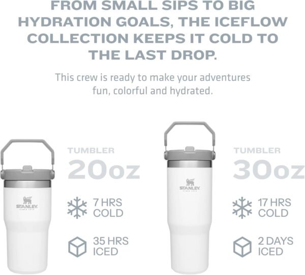 Stanley IceFlow Stainless Steel Tumbler with Straw - Vacuum Insulated Water Bottle for Home, Office or Car Reusable Cup with Straw Leak Resistant Flip Cold for 12 Hrs or Iced for 2 Days (Rose Quartz) - Image 6