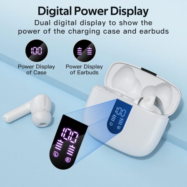 TAGRY Bluetooth Headphones True Wireless Earbuds 60H Playback LED Power Display Earphones with Wireless Charging Case IPX5 Waterproof in-Ear Earbuds with Mic for TV Smart Phone Laptop Computer Sports - Image 6
