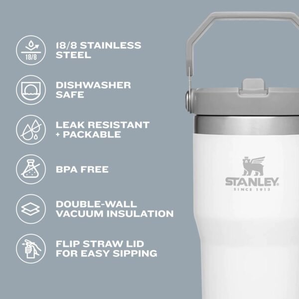 Stanley IceFlow Stainless Steel Tumbler with Straw - Vacuum Insulated Water Bottle for Home, Office or Car Reusable Cup with Straw Leak Resistant Flip Cold for 12 Hrs or Iced for 2 Days (Rose Quartz) - Image 7