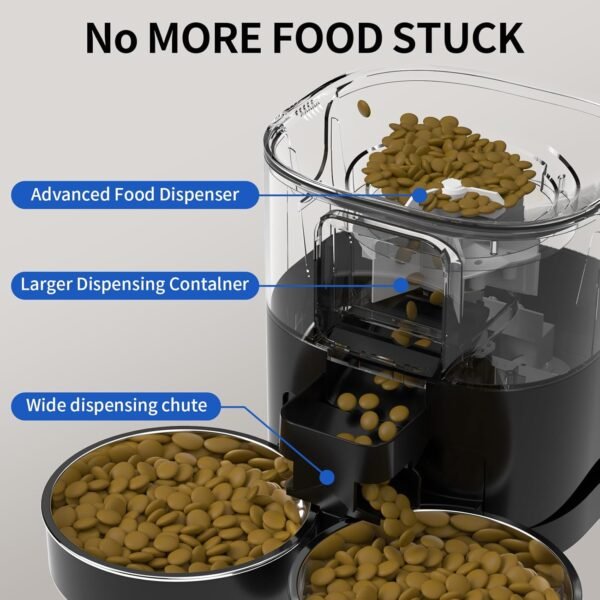 7L Automatic Cat Feeders for 2 Cats - 2.4G WiFi Timed Auto Feeder with APP Control for Remote Feeding, Automatic Cat Food Dispenser with Alexa, Detachable for Easy Clean, 1-10 Meals Per Day - Image 3