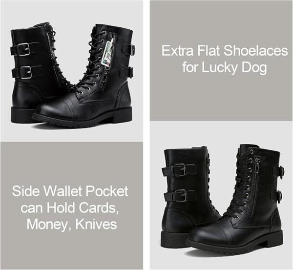 Vepose Women's 928 Military Combat Boots Mid Calf Boots+with Card Knife Wallet Pocket - Image 2