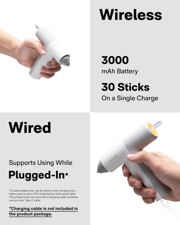 HOTO Glue Gun, Easyflow Hot Glue Gun with 40 Glue Sticks, Auto Dispensing, Fast Preheating Mini Hot Glue Gun without Charging Cable, Cordless and Rechargeable, Kids DIY School Craft Quick Home Repairs - Image 2