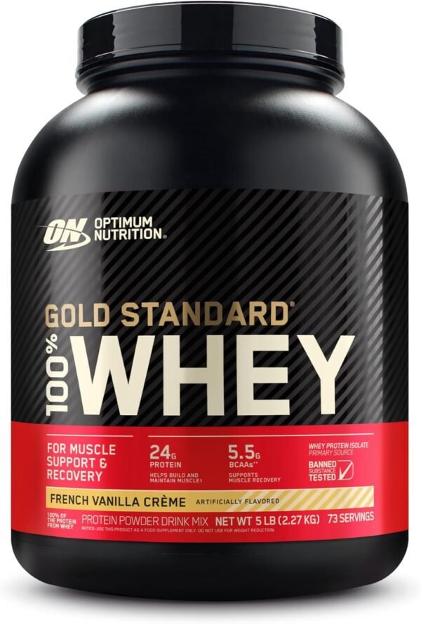 Optimum Nutrition Gold Standard 100% Whey Protein Powder, French Vanilla Crème, 5 Pound (Packaging May Vary) - Image 2