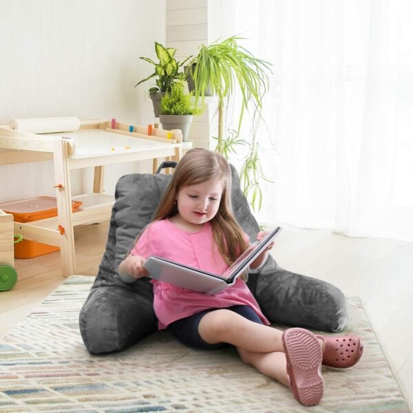 Nestl Reading Pillow Standard Bed Pillow, Back Pillow for Sitting in Bed Shredded Memory Foam Chair Pillow, Reading & Bed Rest Pillows Grey Back Pillow for Bed, Bed Chair Arm Pillow with Pockets - Image 5